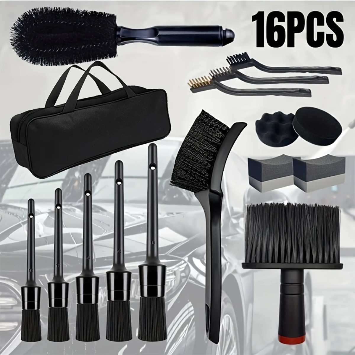 Interior Detailing Kit - 16Pcs Car Washing Brush Tool Kit